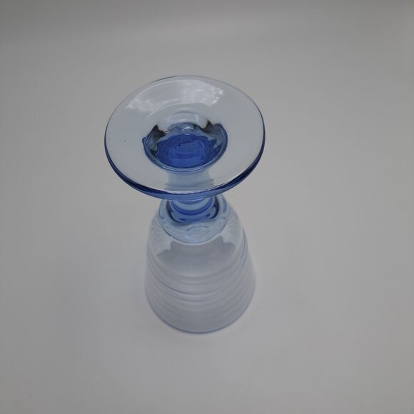 Libbey Sirrus Blue Glass Goblet Ribbed - Picture 9 of 10